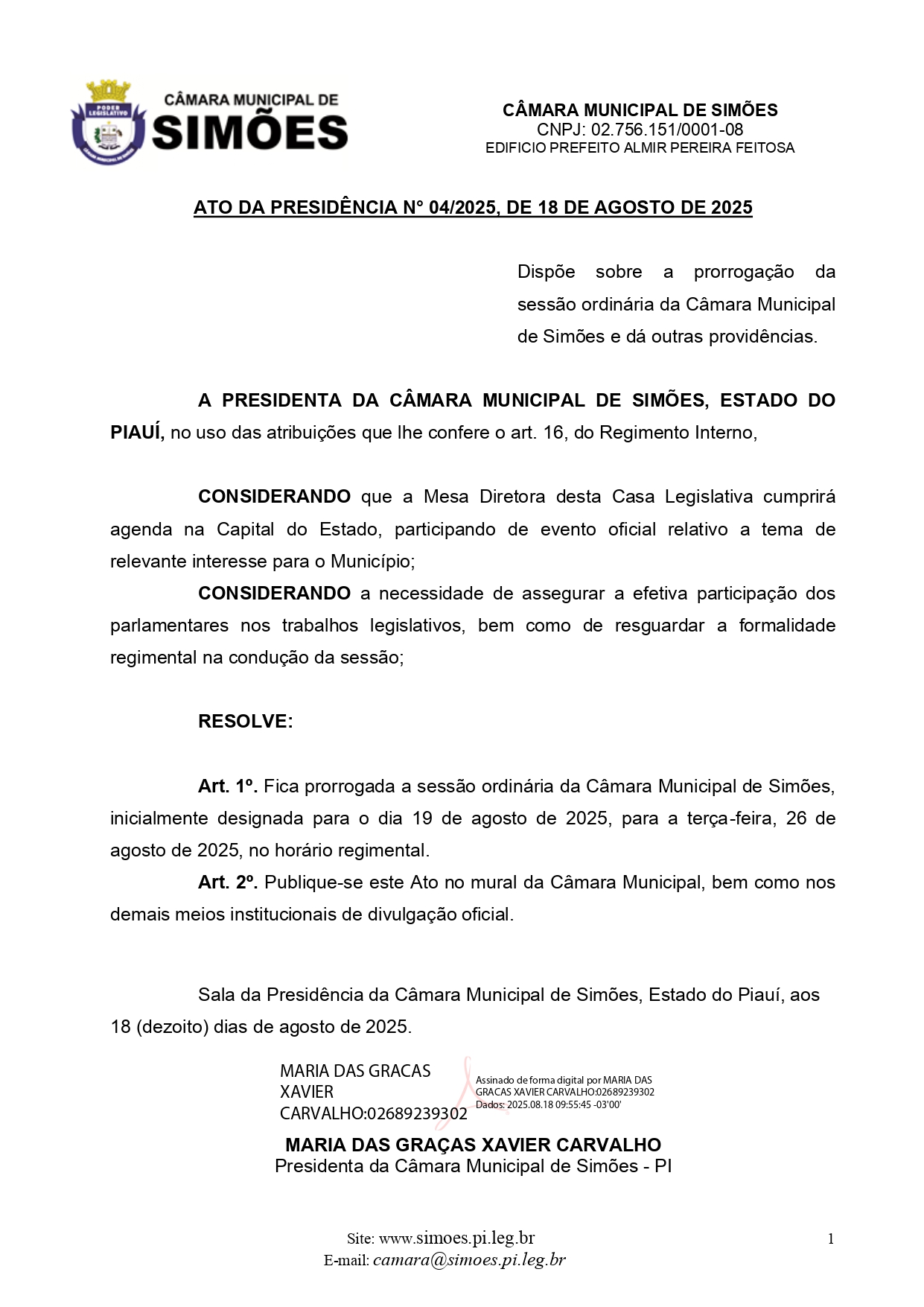ATO DA PRESIDÊNCIA