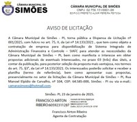 Aviso de  Dispensa de Licitação 001-2025