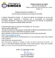 Aviso de Dispensa de Licitação 014/2025